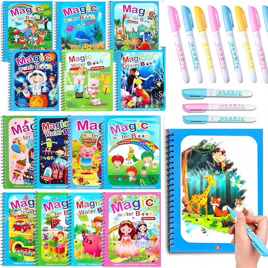 Reusable Magic Coloring Water Book (Pack Of 6 Books + 6 Pens)