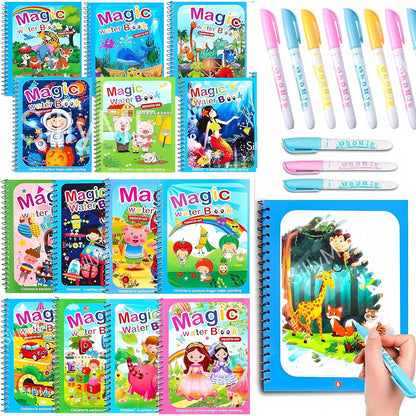 Reusable Magic Coloring Water Book (Pack Of 6 Books + 6 Pens)